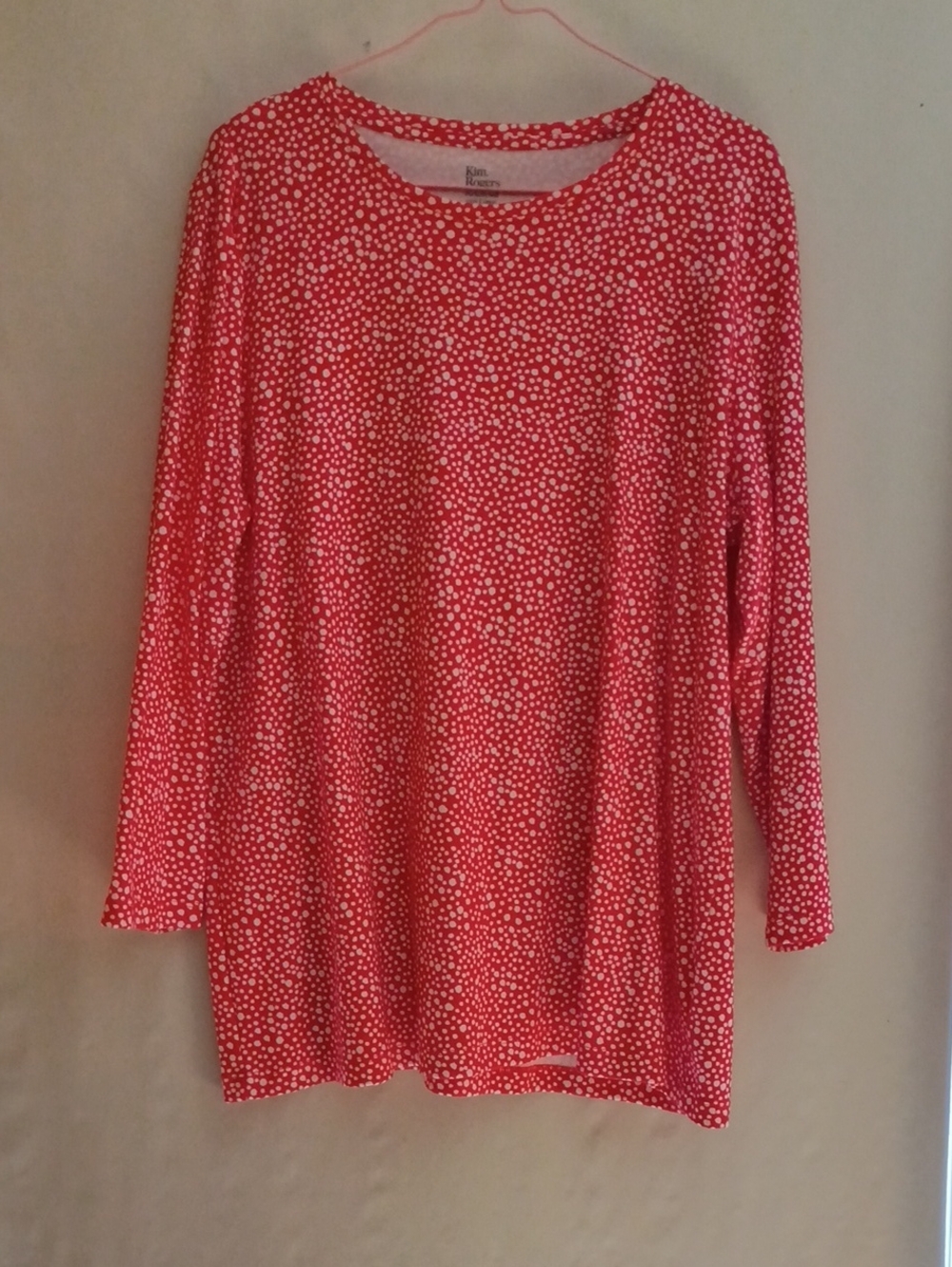 Kim Rogers Pink-Red Dot Print Long Sleeve Tee
